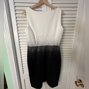 Calvin Klein Ivory and black sparkled dress.